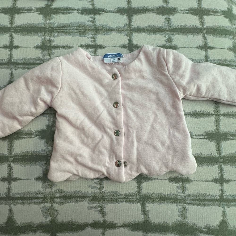 Jacadi cotton pink scalloped cardigan